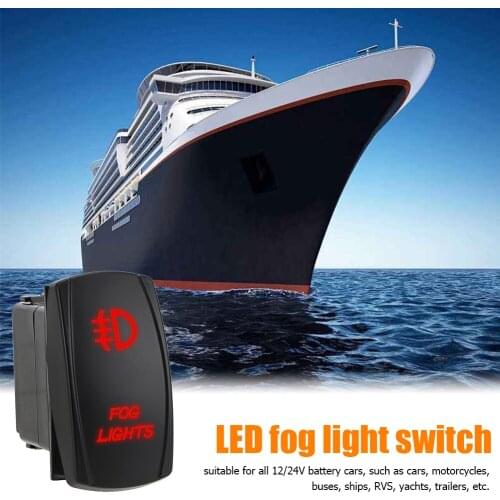 12-24V Fog Light Switch with LED Light On Off Rocker Outdoor Parts Personal Car Accessories for Car Marine Universal
