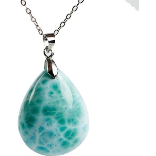 Genuine Natural larimar Stone Women Crystal Fashion Lady Jewelry Pendant 28*22*9mm