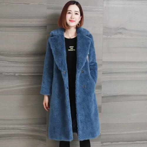 Women Real Wool Fur Coat 2020 Korean Fashion Sheep Shearing Coats Long Thick Warm Winter Female Jacket Plus Size WYQ2104