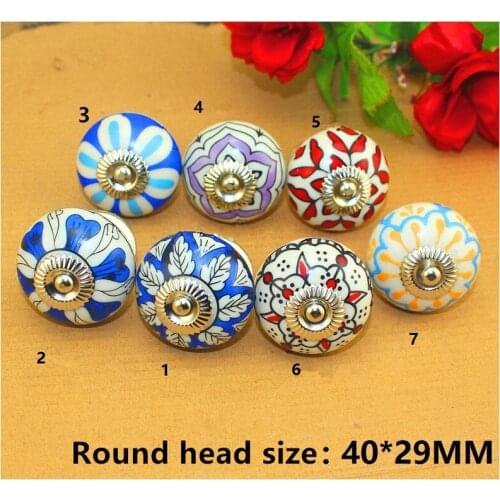 Vintage Furniture Handle Flower Ceramic Knobs and Handles Door Handle Cupboard Drawer Kitchen Pull Knob Furniture Hardware,1PC