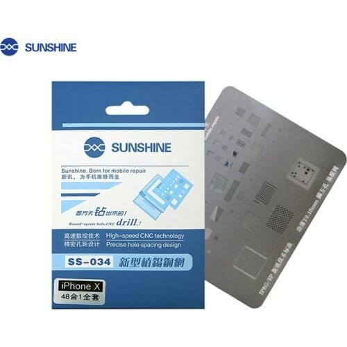 SUNSHINE SS-034 A8,A9 A10 A11 round square hole BGA stencil of refined tin IPX net for IPhone X 8G/P, 7G/7P, 6G/6P 6S/SP, 5G/5S