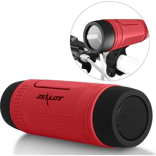 Zealot S1 Bluetooth Speaker Outdoor Bicycle Portable Subwoofer Bass Wireless soundbox FM radio Power Bank+Flashlight+Bike Mount
