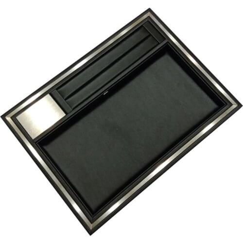 Top Grade Metal Frame Jewelry kan huo pan Black PU Leather Jewelry Shop Show Ring Necklace Jade Tray Storage