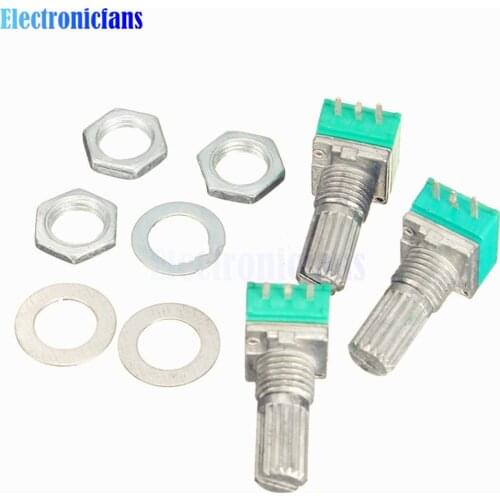 10Pcs B10K 3Pin Single Linear Potentiometer 6mm Knurled Shaft Rotary Potentiometers 10K Ohm With Nuts And Washers