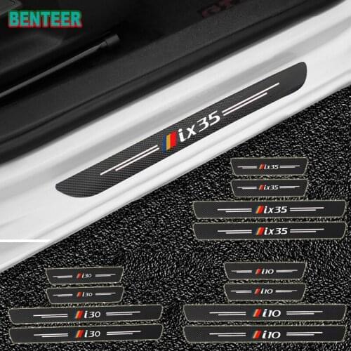 4pcs/lot NEW Carbon Fiber Car Door Sills Protector Stickers For Hyundai i10 i20 i30 i40 ix35