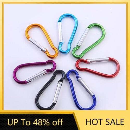 5pcs Climbing Button Carabiner D-Ring Clip Camping Hiking Hook Outdoor Sports Multi Colors Aluminium Safety Buckle Keychain