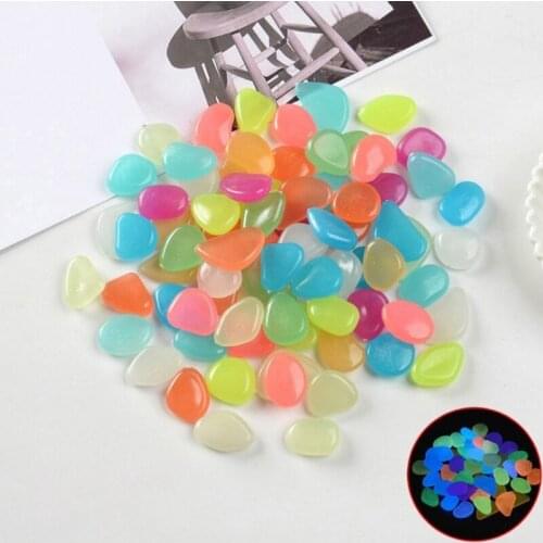 50 Pcs Fish Tank Aquarium Glowing Rocks Glow in The Dark Pebbles Glow Decorative Stones Rocks Luminous Pebbles for Outdoor 449E
