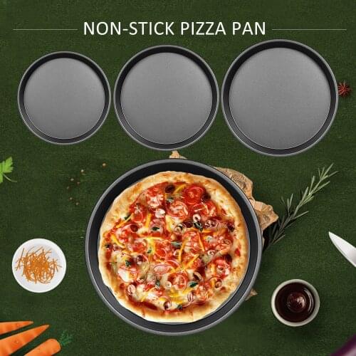 6/7/8/9-Inch Non-Stick Pizza Pan Carbon Steel Pizza Oven Tray Shallow Round Pizza Plate Pan Roasting Tin Baking Tools