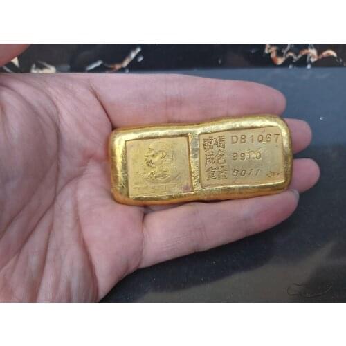 Ack to listings Rare Antique Village unique Fake fine 999 GOLD Bullion Bar Paper Weight Vintage china Chinese Vintage funny fine