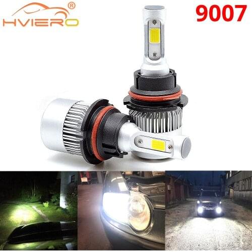2X Car Headlight Fog Lighting 9007 HB5 Hi-Lo High Low Beam S2 COB IP67 Waterproof 6500K 72W 8000LM Auto Headlamp Led DC 12v 24V