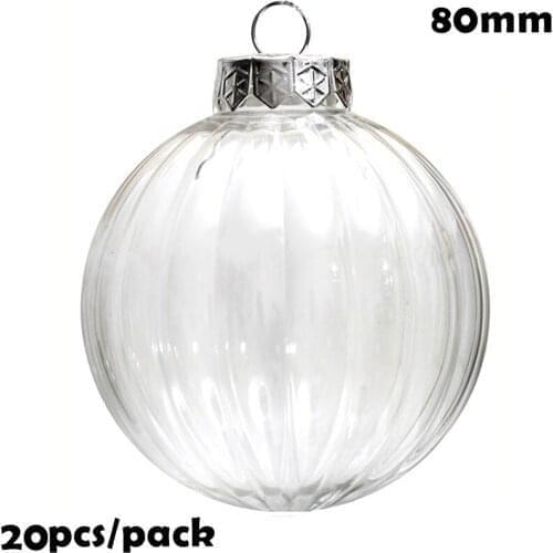 Free Shipping DIY Paintable/Shatterproof Clear Christmas Decoration Ornament 80mm Fillable Plastic Melon Ball, 100/Pack