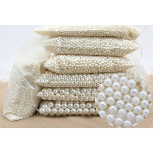 4/6/8/10/12/14/16mm pearl beads ABS loose Round Beads Craft For Fashion Jewelry Making white beige DIY Imitation Garment beads