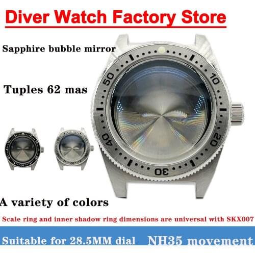 For Seiko 62MAS Modified Watch Case Sapphire Bubble Watch Mirror 40.5mm 200m Waterproof Suitable for NH35 Movement Diving Watch
