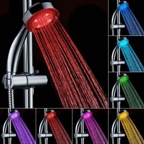 Colorful LED Shower Head 7-Color Changing Shower Head No Battery LED Waterfall Shower Head Round Bathroom Showerhead