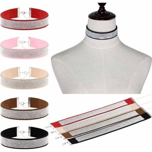 Decopunk Harajuku Choker Necklace Women Crystal Choker PU Leather chocker gothic collar punk jewelry goth fashion accessories