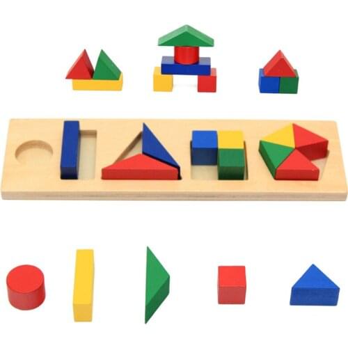 Baby Wooden toys Learning & Educational Montessori toy Geometry Block Shape game for Children