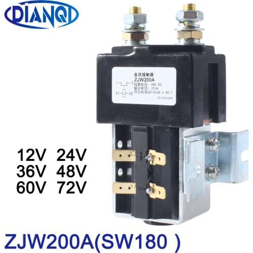 DIANQI SW180 NO (normally open ) style 12V 24V 36V 48V 60V 72V 200A DC Contactor ZJW200A for forklift handling wehicle car winch
