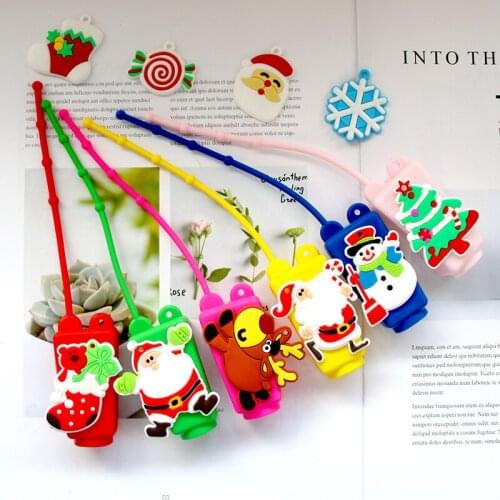 10pcs Mini 30ml Portable Christmas Empty Bottle Gift Travel Refillable Bottle Silicone Protective Hand Sanitizer Bottle Random