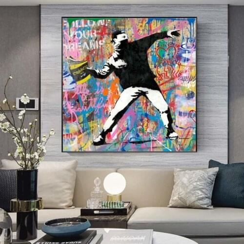 Fllow Your Dream Street Art Canvas Painting Posters and Print Banksy Wall Graffiti Art Picture for Living Room Home Decor Cuadro