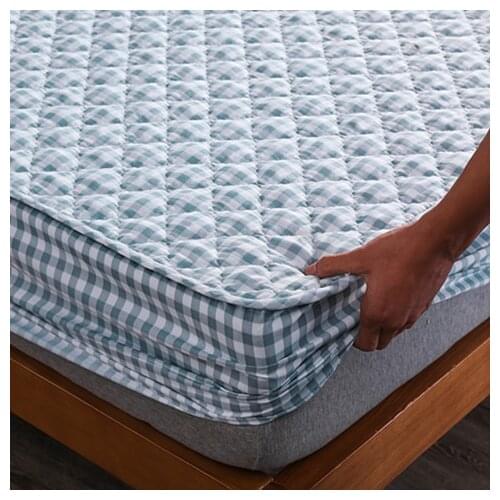 Cotton Thicken Quilted Mattress Cover Anti-bacterial Mattress Protector Topper Pad Soft Fitted Sheet Not Including Pillowcase