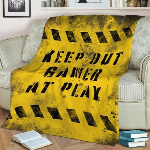 Keep Out Gamer at Play Throw Blanket Print on Sherpa Blankets Soft for Sofa Customized DIY Plush Thin Quilt