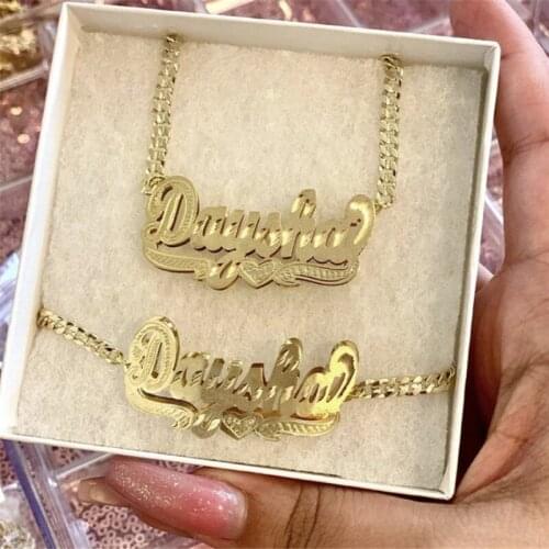 Name Necklace Custom Name Jewelry Set New LadiesName Necklace Custom Name Bracelet Gold Nameplated Necklace Women Gifts