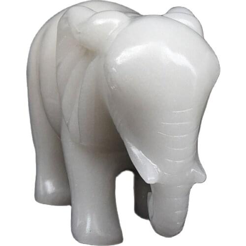 Chinese Hand-carved Natural Natural White Jade Elephant Mascot Feng Shui Ornament Jade Ornament