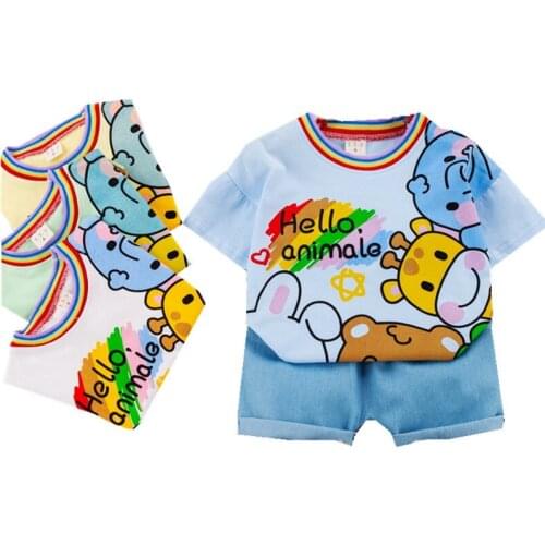 High-end Summer Baby Boy Clothing Set Cute T-Shirt Children Boys Outwear Shorts Suit for Kids Outfit Denim Outfit 1 2 3 4 Years