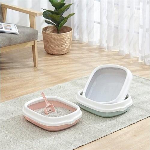 3size Cat Litter Box With Scoop Plastic Anti-Splash Toilet Bedpan Supply Excrement Training Sandbox For Cats Pet Products