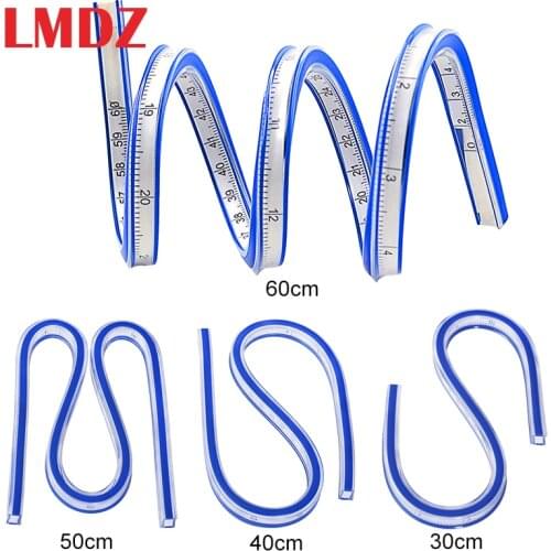 LMDZ 1Pcs Flexible Curve Ruler Drafting Drawing Tool Plastic Vinyl Patchwork Sewing French Curve Drafting Rulers 30cm 40cm 50cm