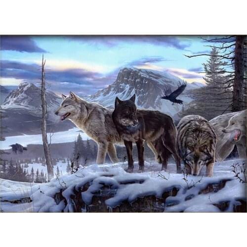 Animal Wolf Printed Canvas 11CT Cross-Stitch Set DIY Embroidery DMC Threads Handicraft Handiwork Painting Knitting Needle Gift