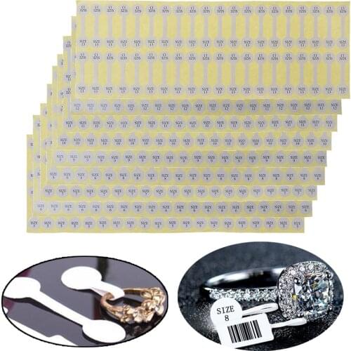 100Pcs White Paper Jewelry Sticker Ring Size Tag Labels Jewelry Display Cards