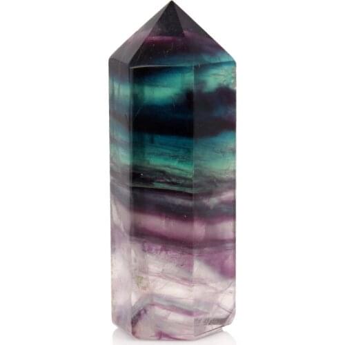Natural 60*18mm Small Fluorite Green Clear Crystal Healing Wand Point Carving Scepter Cherry Quartz Reiki Stone Carved
