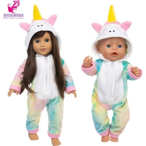 Born baby doll clothes horse romper set 40cm Nenuco Ropa y su Hermanita 18 inch girl doll clothes unicorn pajama set