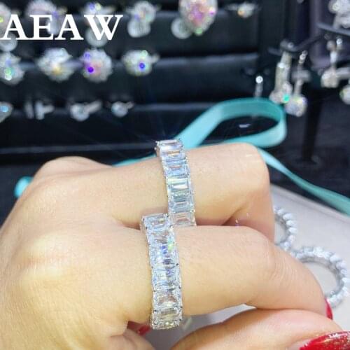 Solid 18K Au750 Yellow White gold Emerald 5.5-6.5ctw Moissanite Enternity Full Diamond Band Df Color For Women
