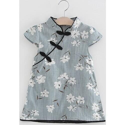 Tradition Dresses Kids Floral Midi Dress Casual Princess Party Summer Dress Clothes Baby Girl Dress Vestidos Платье Ropa Niña