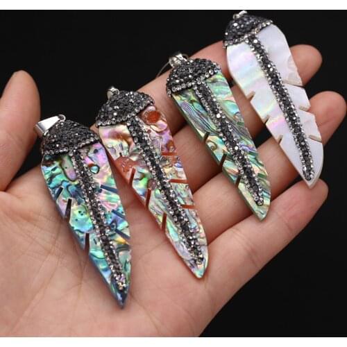 Charms Leaf Shape Shell Pendant Natural Abalone Shell Pendant for Women DIY Jewelry Making Necklace Exquisite Gift 18x60mm