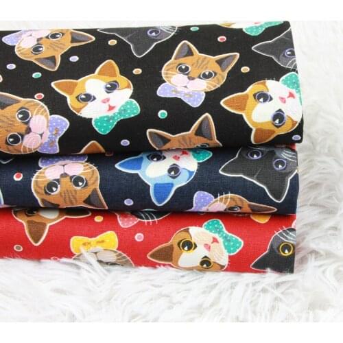 Half yard thicken cotton fabric with cute cat print handmade DIY mouth gold package bag garment tissue 100% cotton