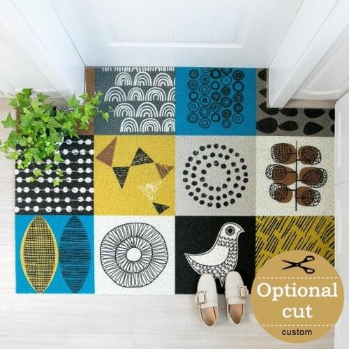 Custom PVC Silk Loop Rubber Dust-proof Doormat Indoor Outdoor Area Rugs Waterproof Easy Clean Low-Profile Shoes Scraper Rug Mat