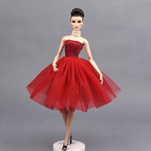 Amazing Red Dress Skirt Lace Evening Party Wedding Princess Gown Fashion Outfit Clothes For 1/6 Barbie Xinyi Fr Doll Girl Gift