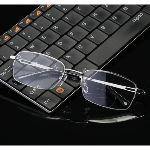 New Men Alloy Bifocal Reading Glasses Clear Presbyopia Eyewear Dual Purpose Male Near View Magnifier +1.0 +1.5 +2.0 +2.5 +3.0 +4