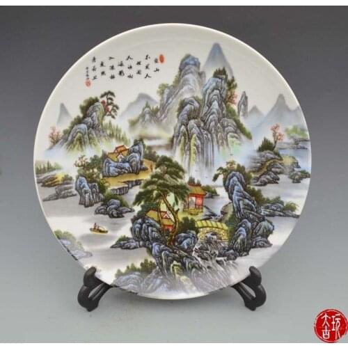 Rare old Chinese porcelain plate,Landscape scenery, Decoration /Collection/ crafts,Free shipping