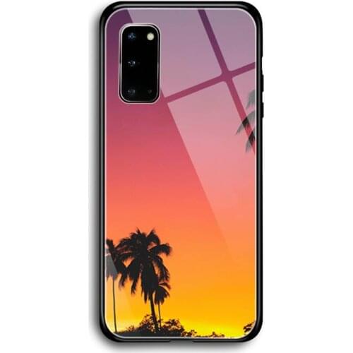 Retro palm trees Phone Case Tempered Glass For Samsung S7 S8 S9 S10E S20 21 30 Plus ultra Note 8 9 10 Plus A7 2018