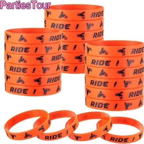 Racing Moto Themed Suppilies Rubber Bracelets Motocross Silicone Wristbands for Motocross Themed Kids Birthday Party Accessories