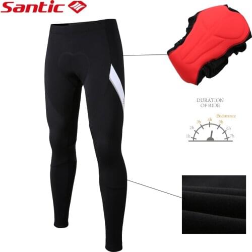 Santic Men Keep Warm Winter Bike MTB Pants Fleece Padded Cycling Pants Winter 4D Cushion Pad Downhill Reflective Pants Pantalon