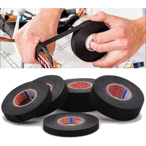 Width 9/15/19/25/32mm 15 Meters Heat-resistant Tape Coroplast Adhesive Cloth Fabric Tape for Car Cable Harness Wiring Protection