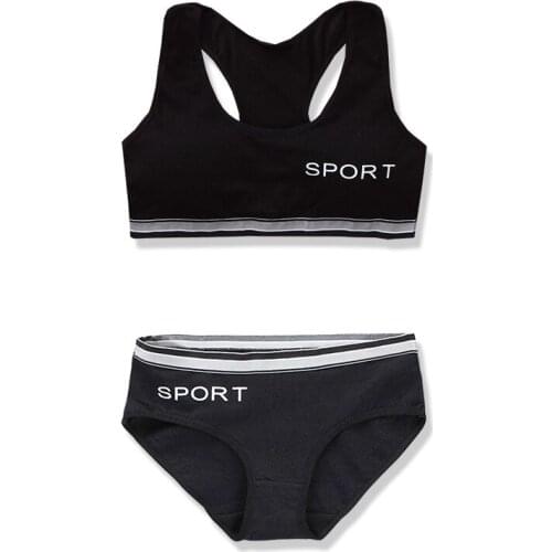 Teens Girls Sports Bra Puberty Gym Underwear Wireless Cotton Training Bra Set 8-14Years