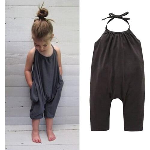 Sunner New Design Baby Clothes Girl Set Kids Fashion Sling Summer Jumpsuit Black Harem Pants Trousers For Girls