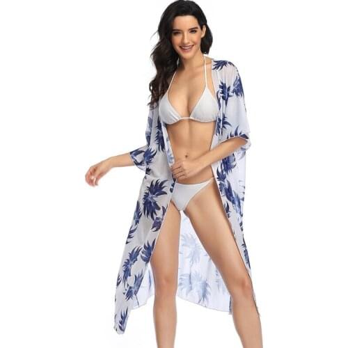 Loose Veil Fashion Durable Quick-drying Comfortable Woman Clothes Summer Beach Dress All Code Print Sleeve Beach Wear Cover-Ups