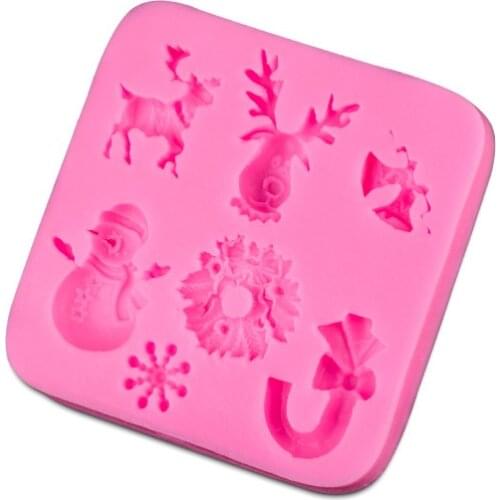 High Quality Mini Silicone Christmas Theme Cake Decorating DIY Mold Handmade Fondant Mould Tool*1 D220